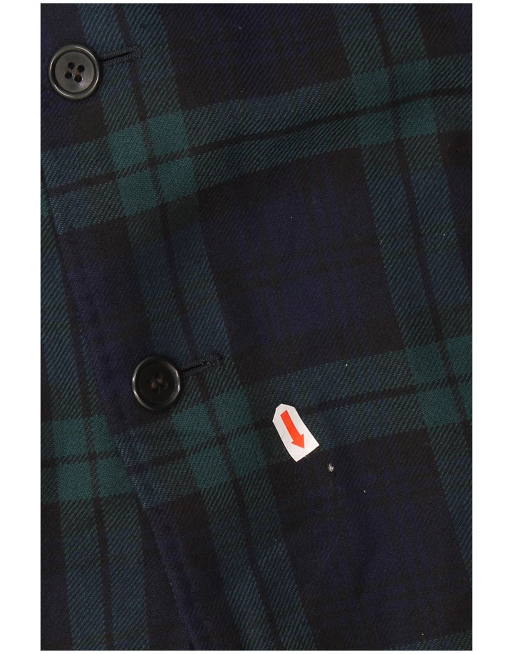 Jaqueta Blazer Masculina AQUASCUTUM com 3 Botões Reino Unido 40 Grande Azul Marinho Xadrez