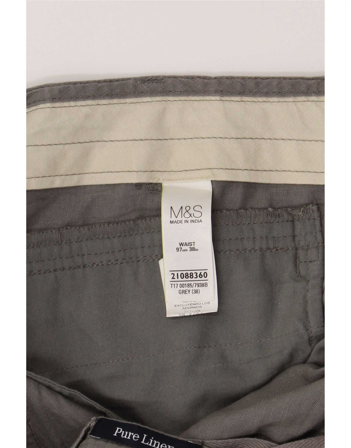 Shorts Chino Masculino Marks & Spencer W38 XL Linho Cinza