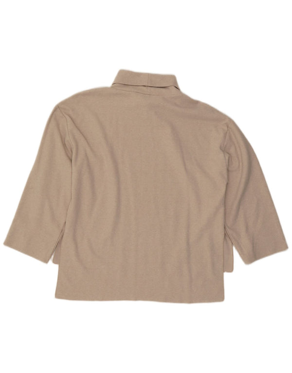 Top feminino Zara manga 3/4 Reino Unido 16 grande bege