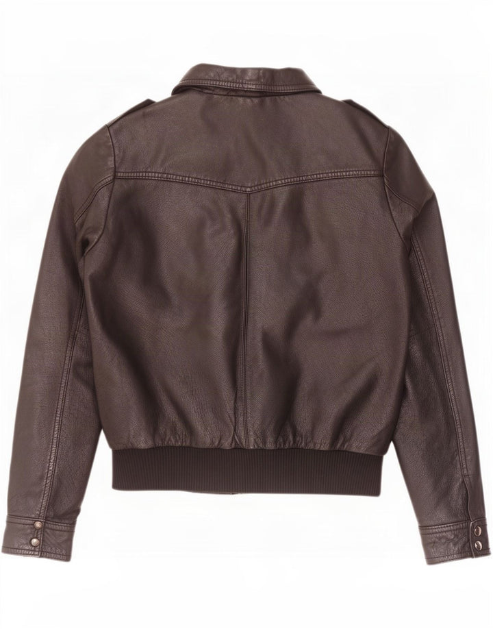 Jaqueta de couro militar feminina H&M Reino Unido 14 médio preto