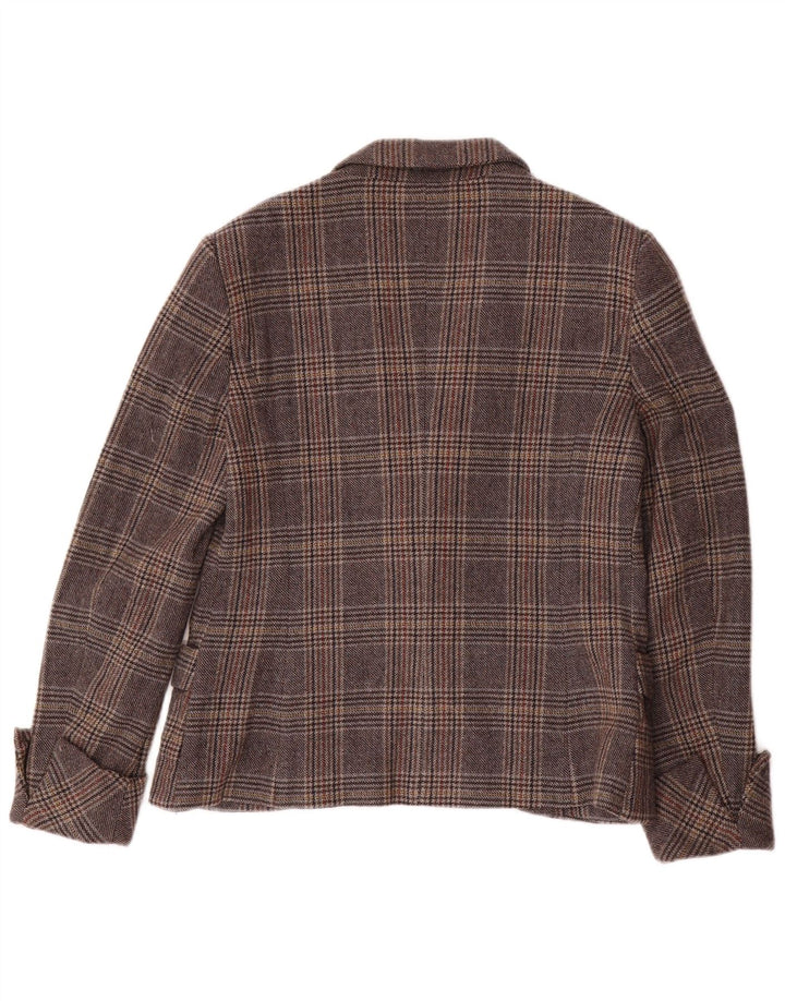 Jaqueta blazer feminina de 1 botão BENETTON IT 46 grande cinza houndstooth