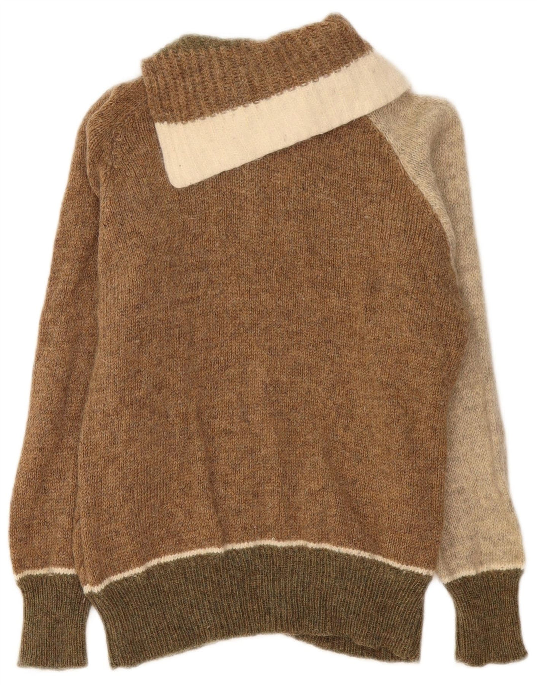 Suéter feminino VINTAGE com gola xale UK 12 médio multicolorido