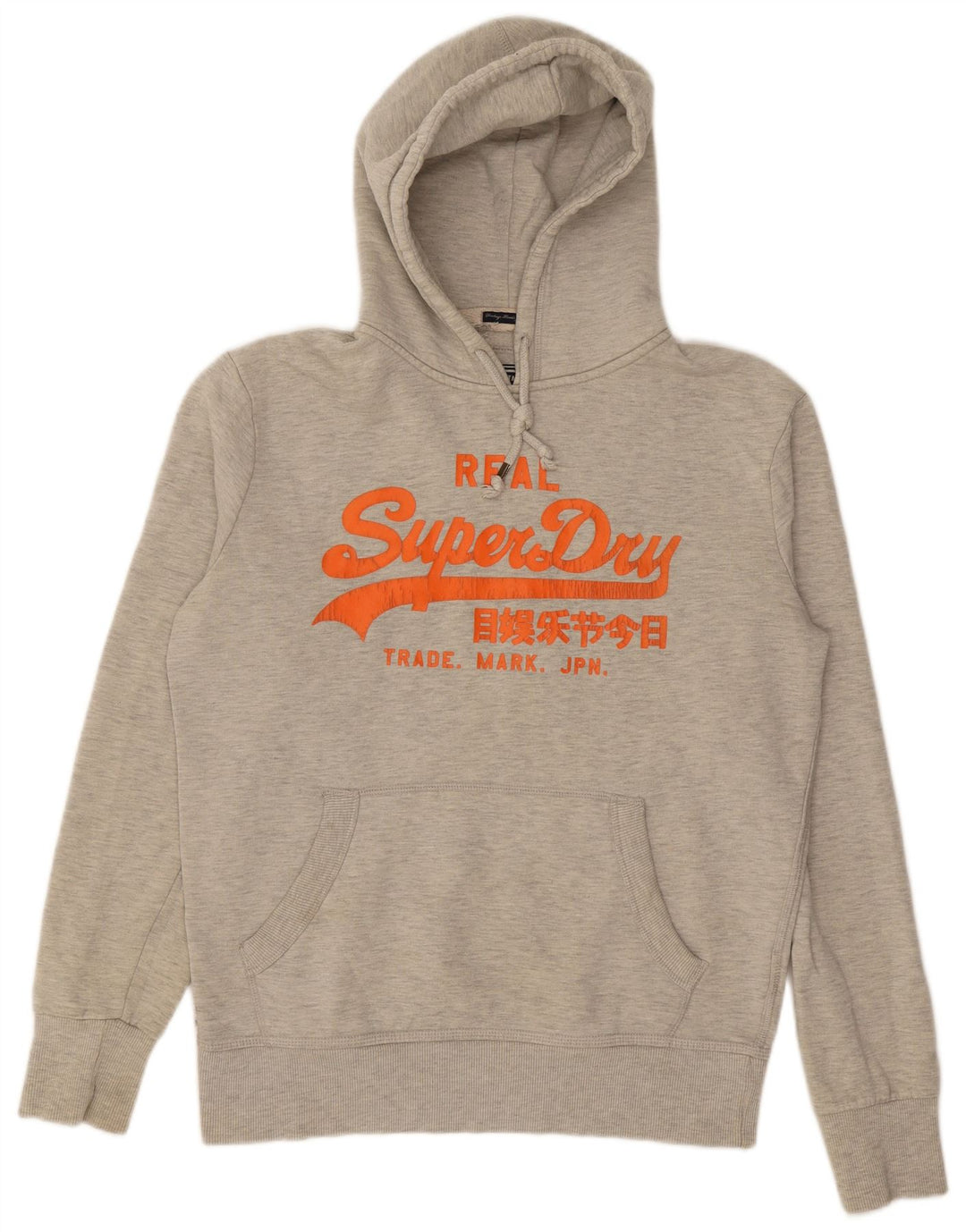 Suéter Superdry masculino com capuz gráfico cinza médio algodão