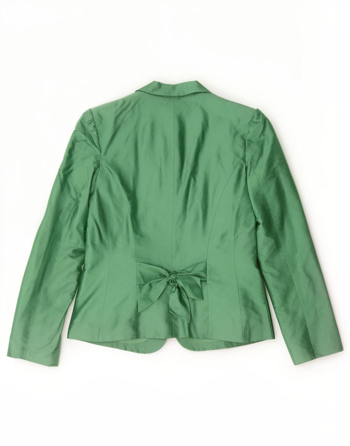Jaqueta blazer feminina Luisa Spagnoli com 3 botões Reino Unido 14 seda verde médio