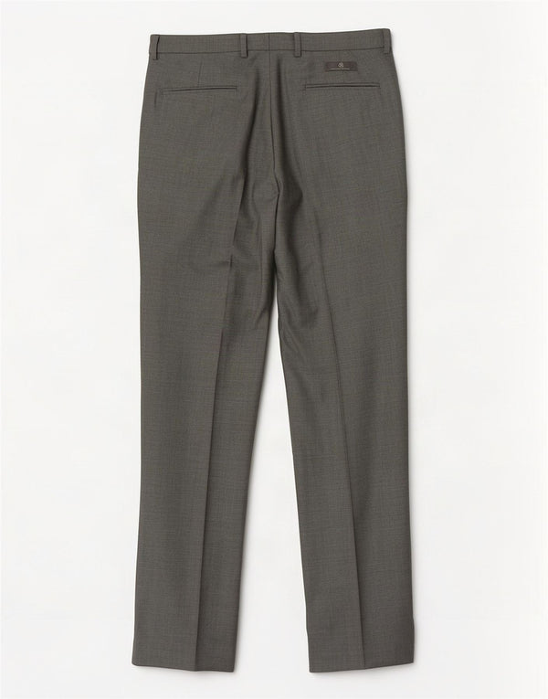 Calça masculina de terno reto Marks & Spencer sob medida W36 L33 cinza
