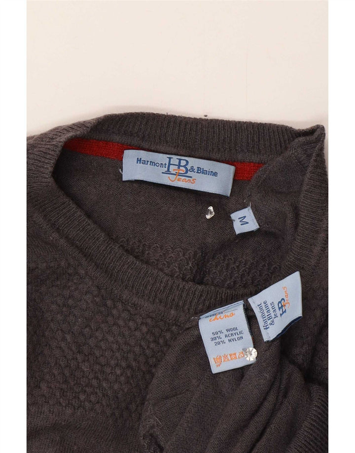 Suéter masculino Harmont & Blaine com gola redonda, lã cinza médio