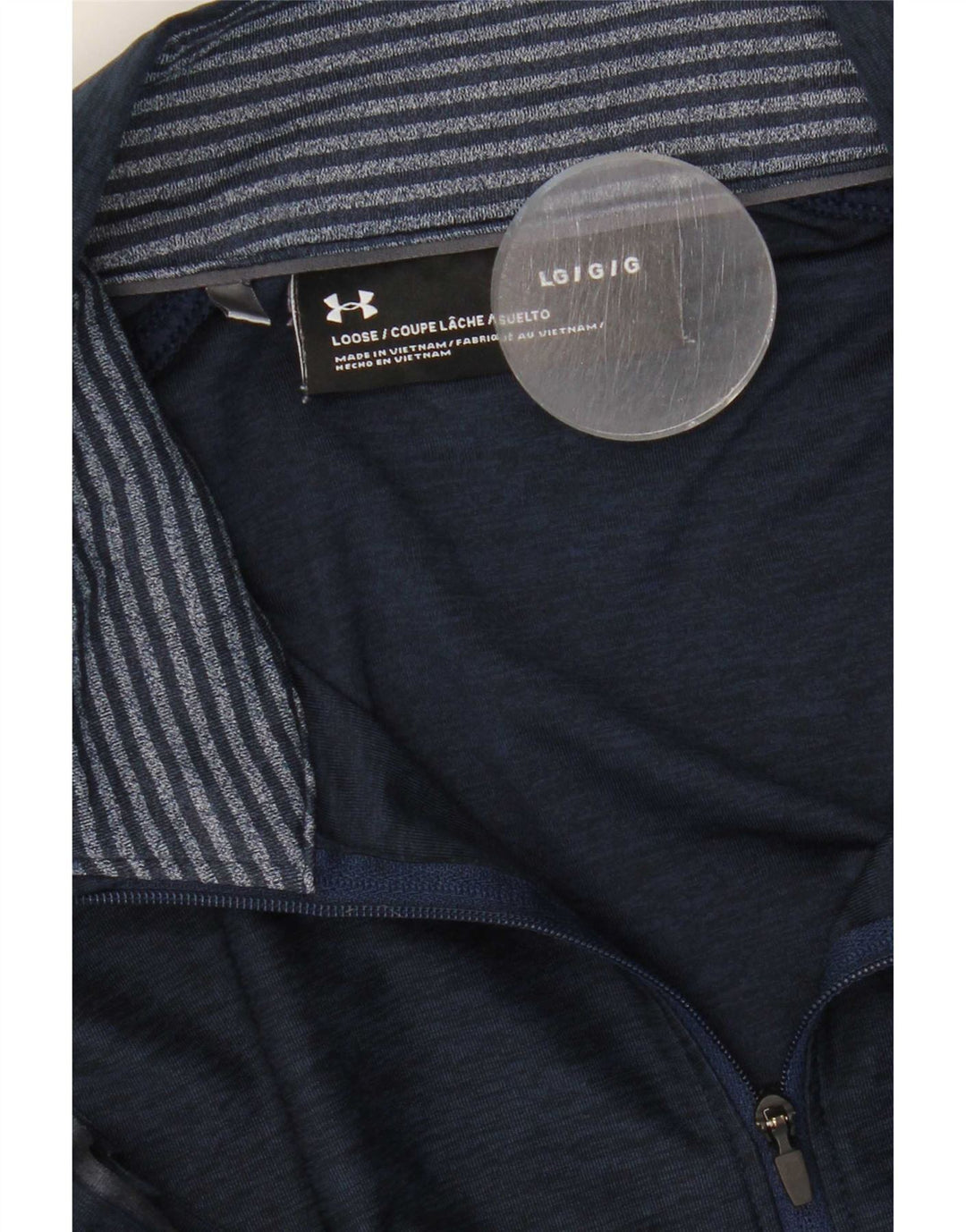 Under Armour Mens Zip Neck Pulôver Treino Top Grande Azul Marinho Salpicado