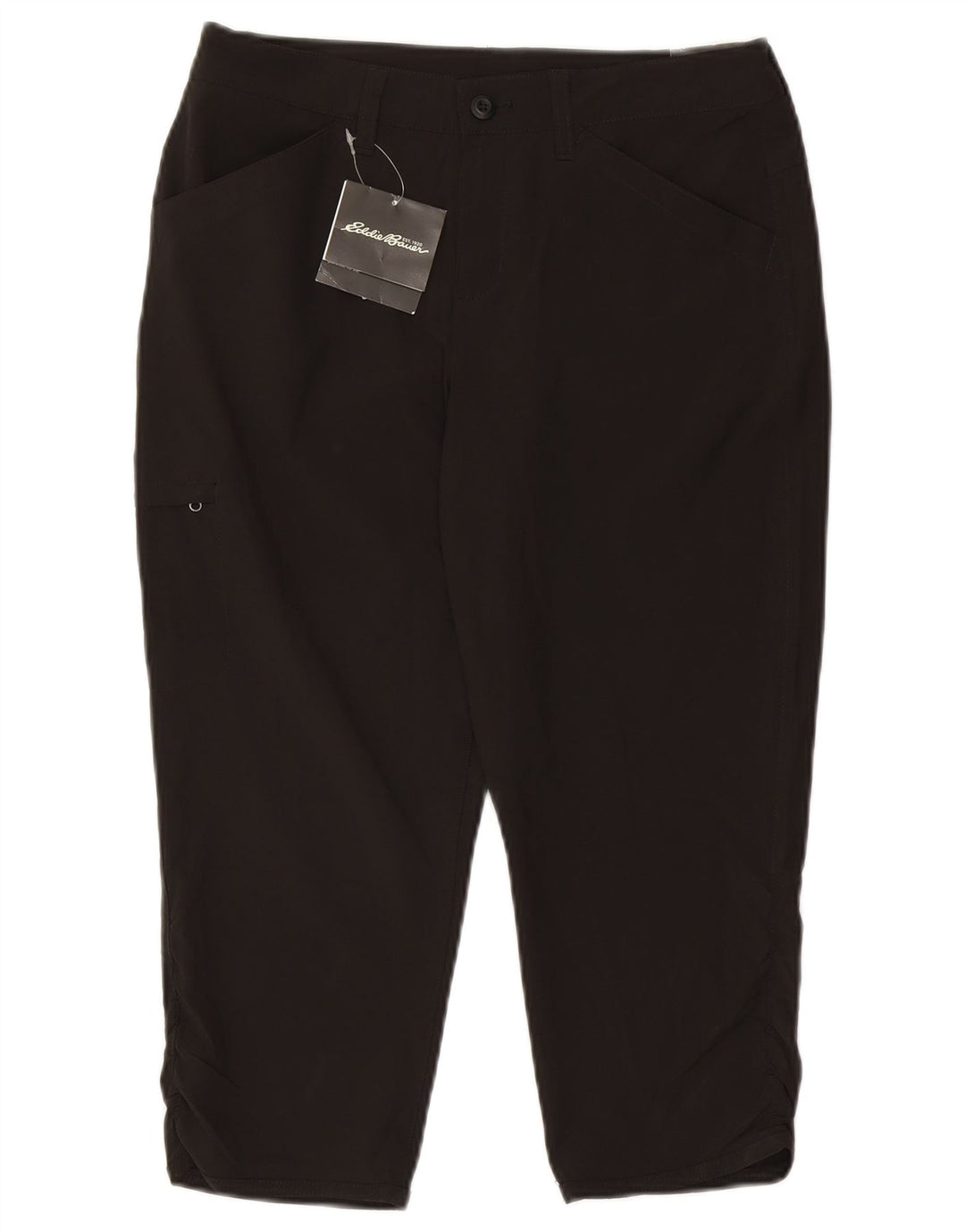 Calça capri feminina Eddie Bauer US 6 médio W30 L20 poliéster preto