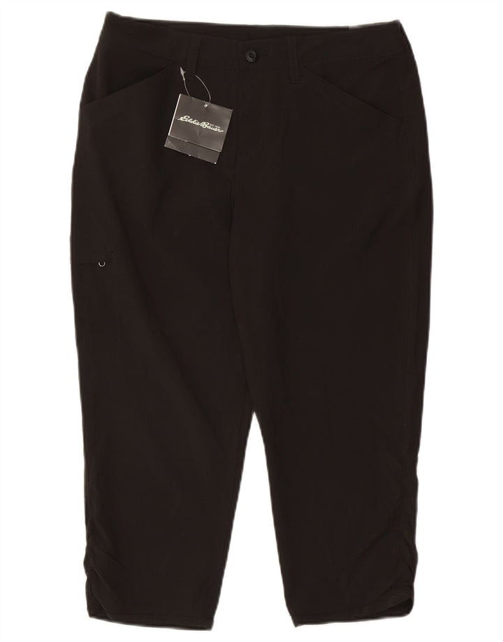 Calça capri feminina Eddie Bauer US 6 médio W30 L20 poliéster preto