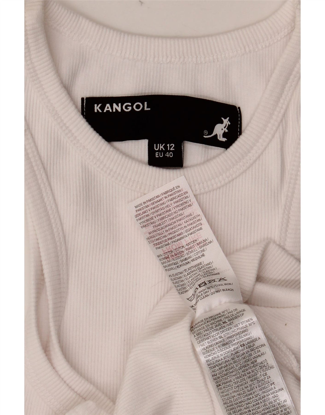 Top colete feminino KANGOL Reino Unido 12 algodão branco médio