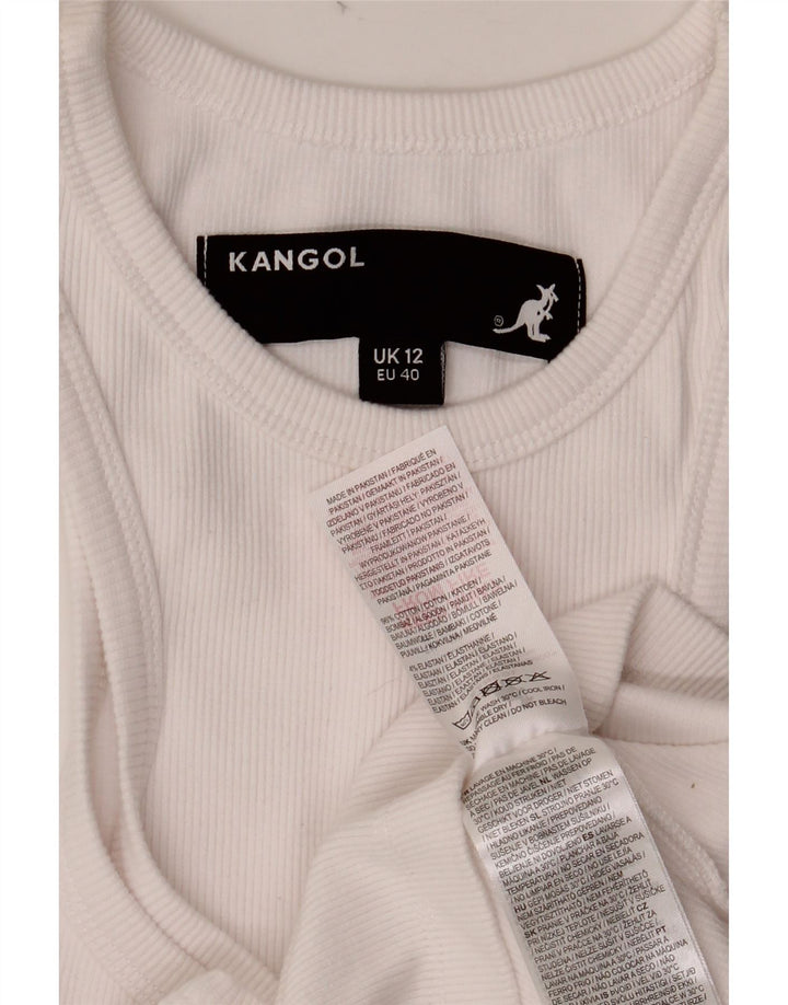 Top colete feminino KANGOL Reino Unido 12 algodão branco médio