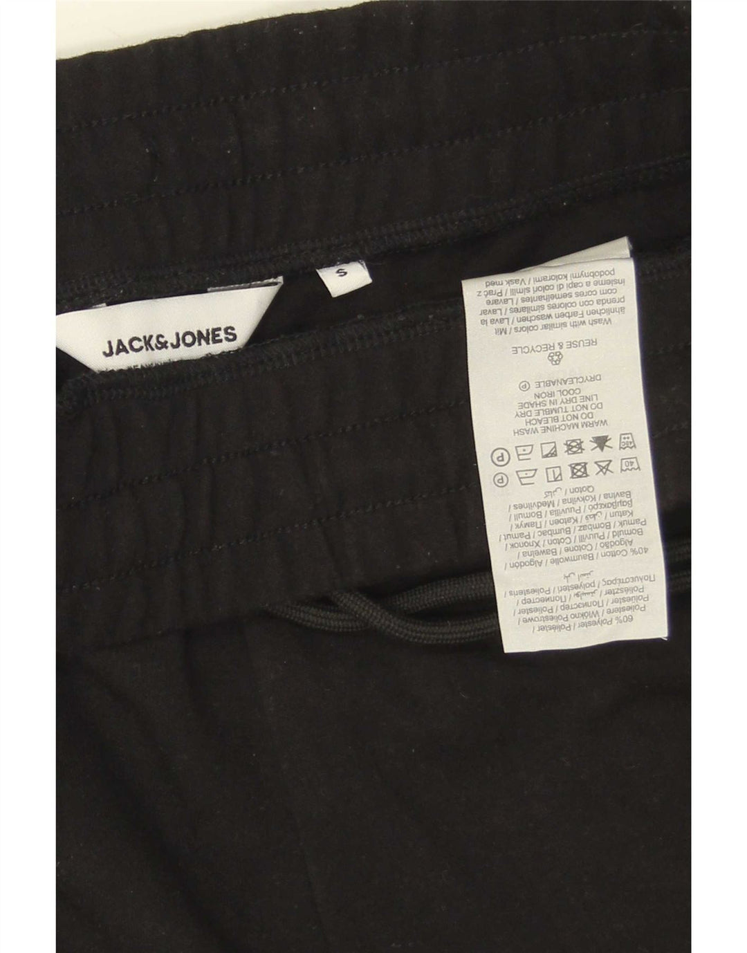 Shorts esportivos masculinos Jack & Jones pequeno poliéster preto