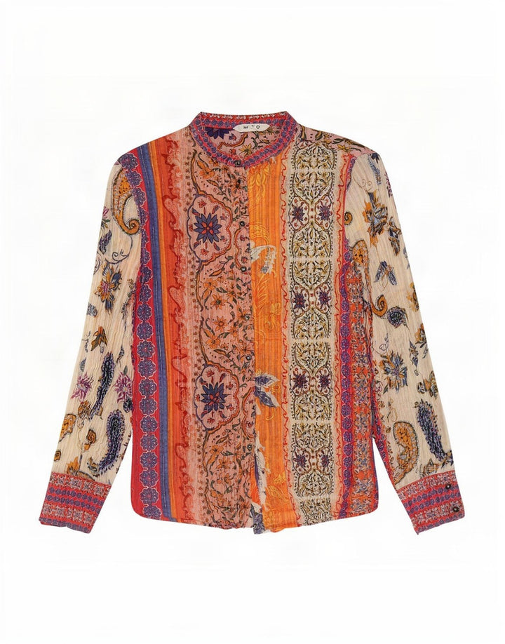Blusa camisa feminina Desigual Reino Unido 12 algodão paisley médio multicolorido