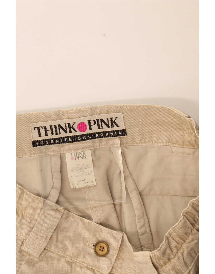 Shorts cargo feminino Think Pink IT 42 médio W28 algodão bege