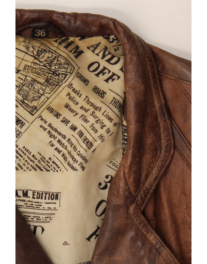 Jaqueta feminina VINTAGE oversized EU 36 pequena couro marrom