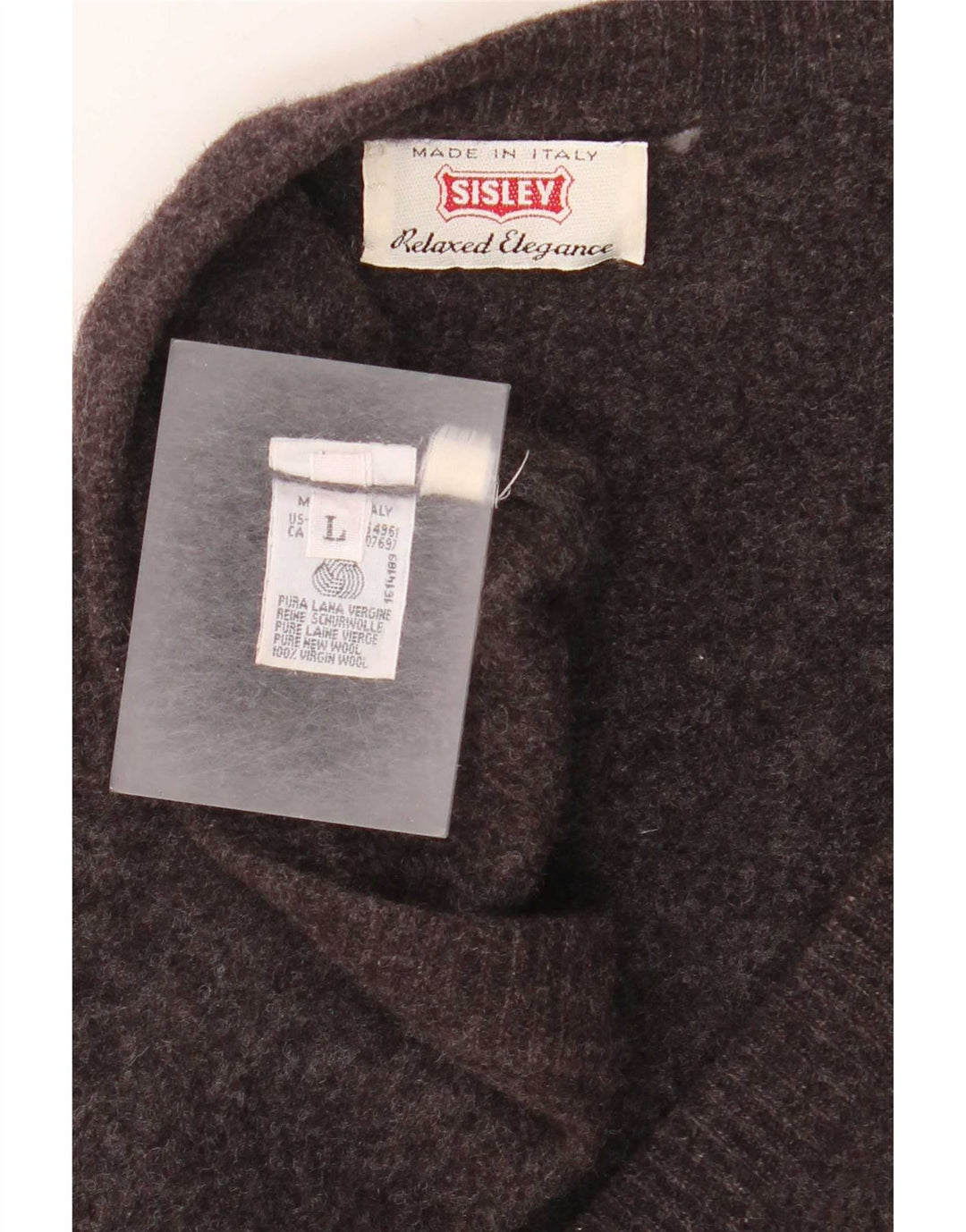 Suéter cardigã masculino Sisley grande lã virgem cinza