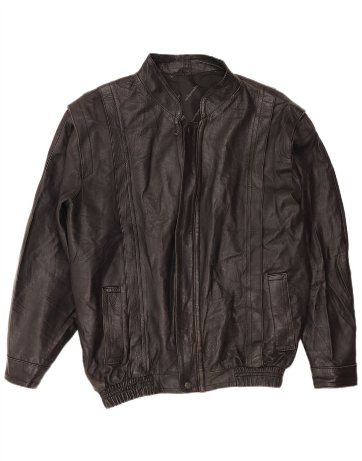 Jaqueta de couro masculina vintage UK 36 pequena preta