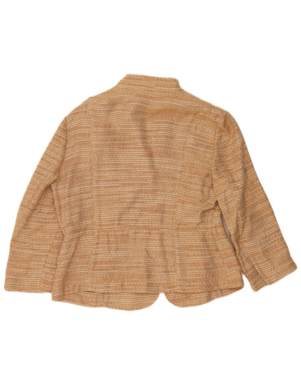 Jaqueta blazer feminina Zara manga 3/4 EU 44 XL linho bege