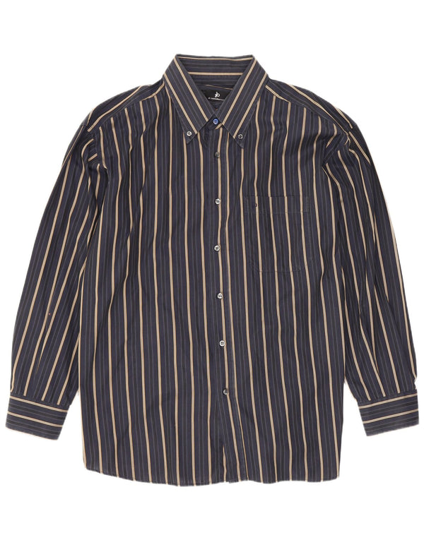 Camisa masculina Roccobarocco Classic Fit tamanho 17 1/2 44 XL azul marinho listrado