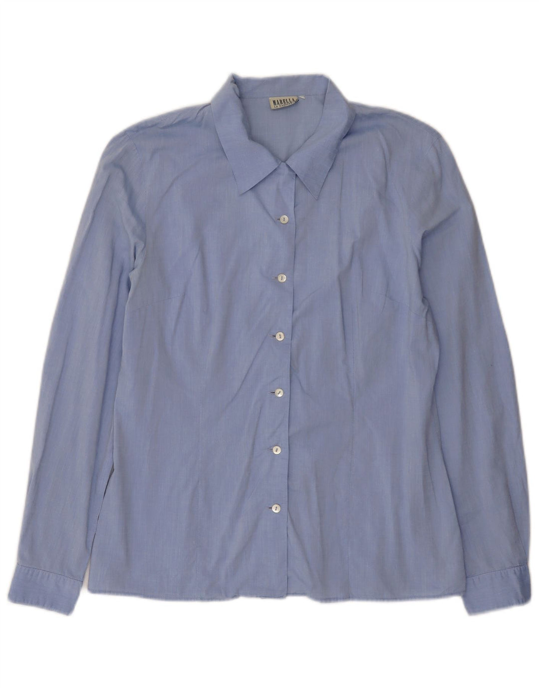 Camisa feminina Marella UK 16 grande algodão azul