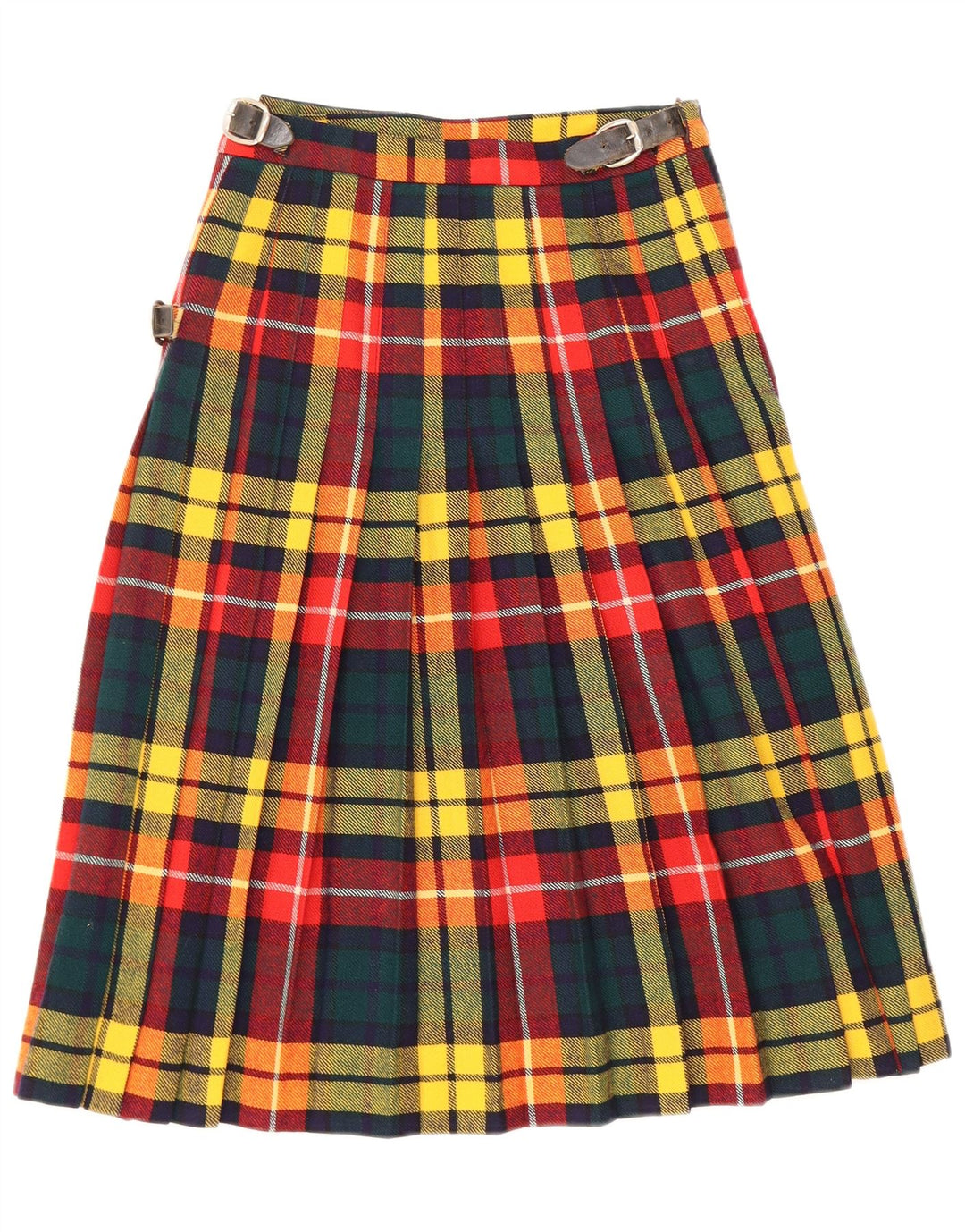 Saia feminina vintage W24 XS multicolorida xadrez nova lã