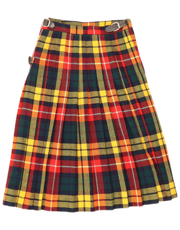 Saia feminina vintage W24 XS multicolorida xadrez nova lã