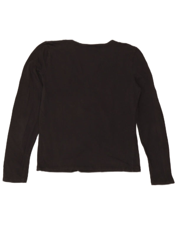 TRUSSARDI JEANS Top gráfico feminino manga comprida Reino Unido 14 grande preto