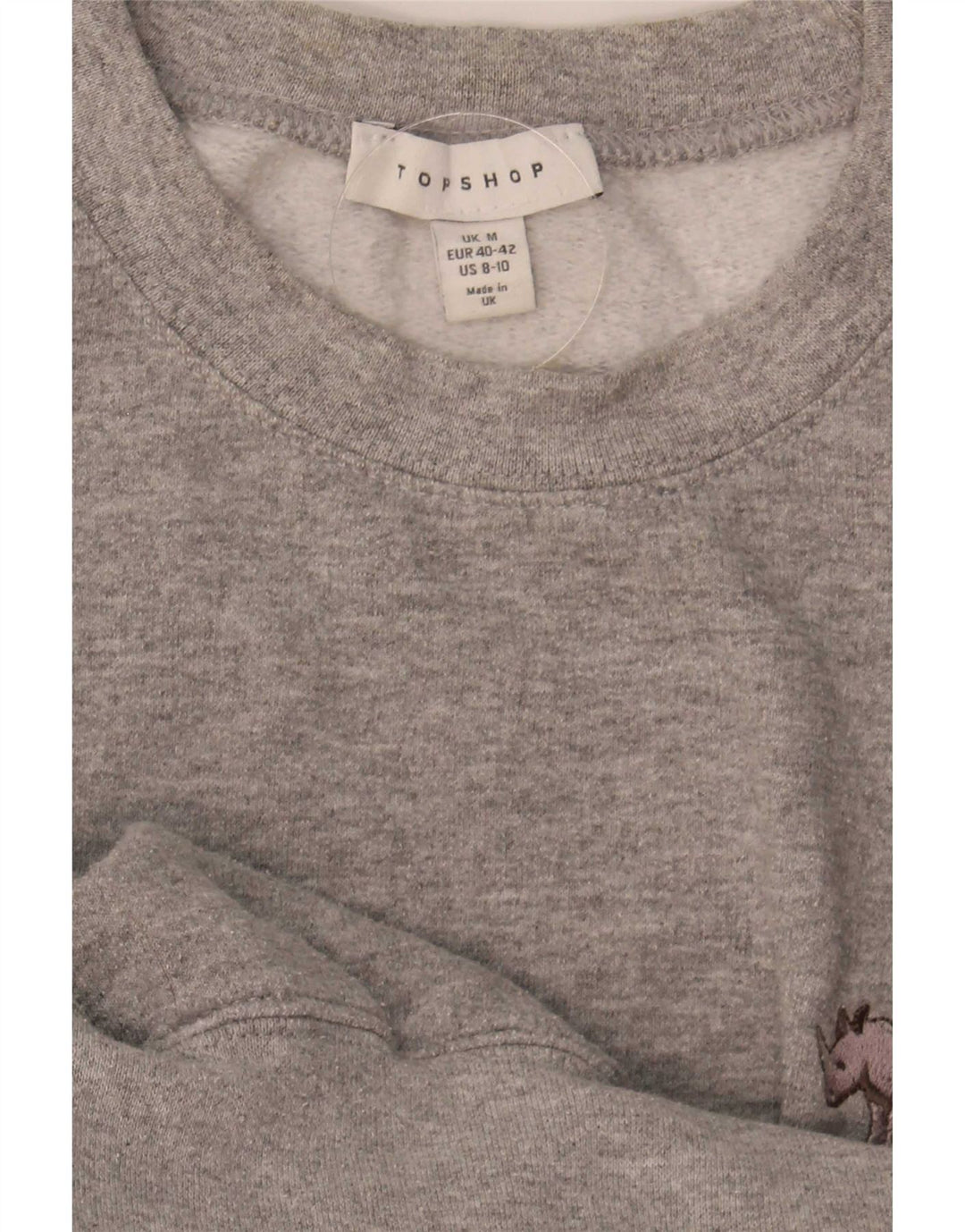 Topshop moletom feminino jumper UK 14 cinza médio manchado