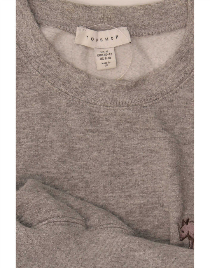 Topshop moletom feminino jumper UK 14 cinza médio manchado