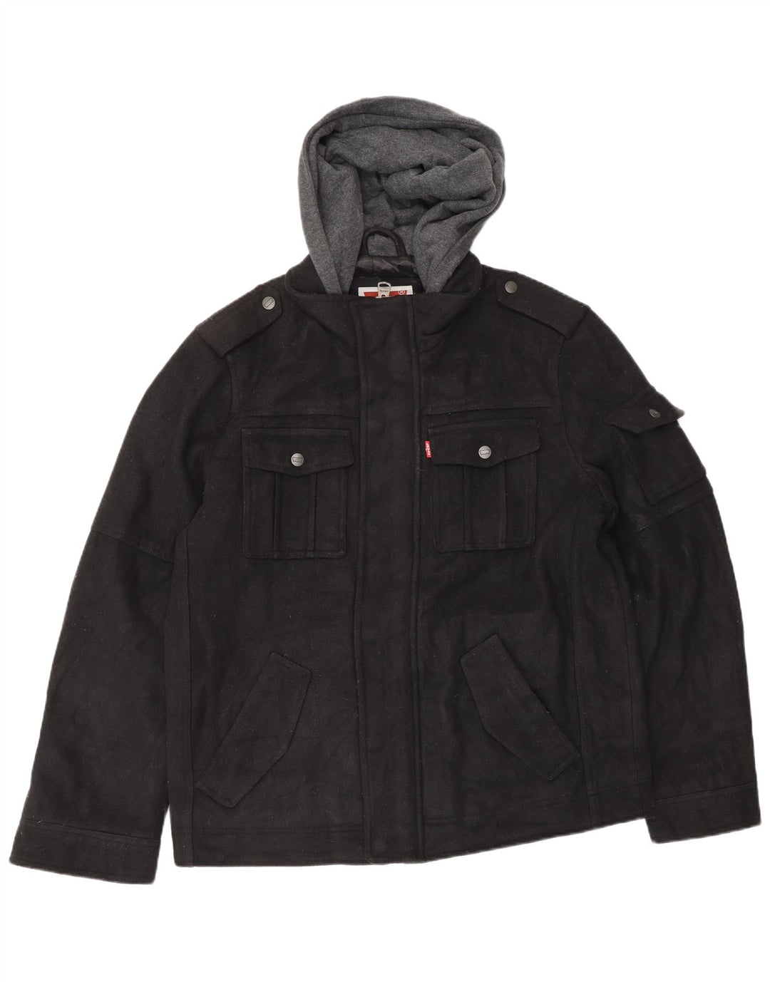 Jaqueta corta-vento militar masculina com capuz LEVI'S Reino Unido 38 médio preto