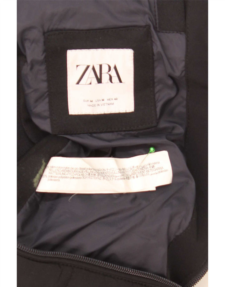 Zara Jaqueta masculina de agasalho médio preto nylon