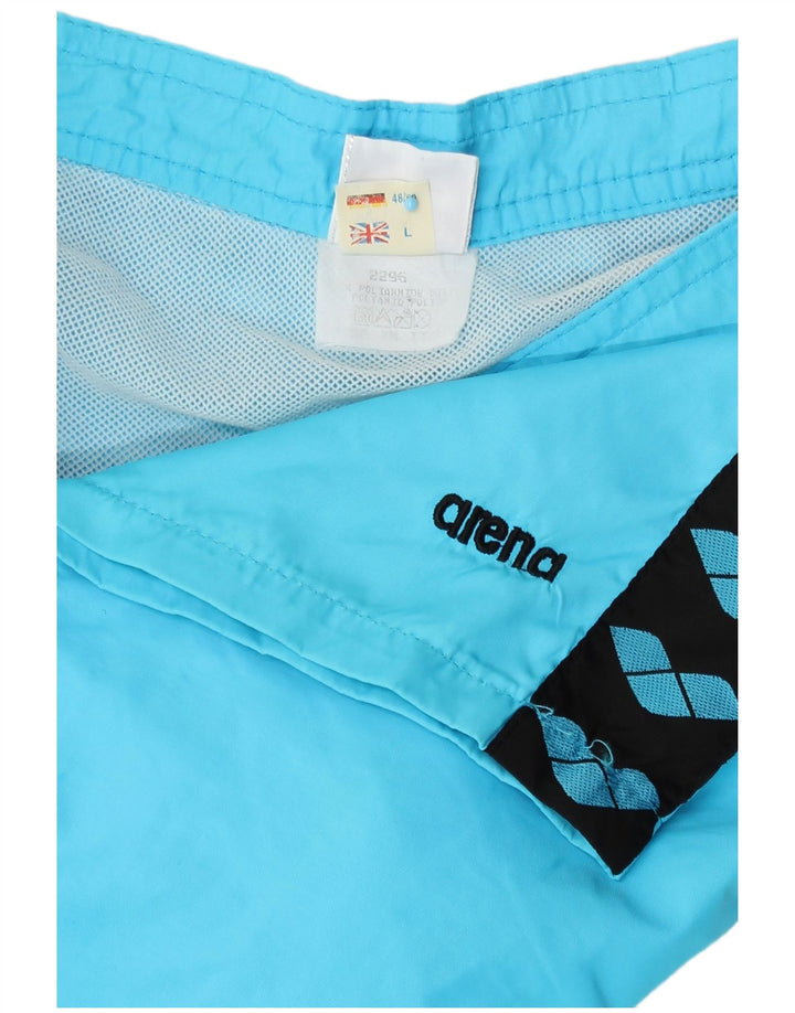 Arena Mens Graphic Natação Shorts Grande Poliamida Azul
