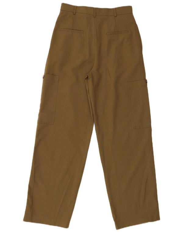 Calça cargo feminina Zara cintura alta com pega XS W24 L21 poliéster cáqui