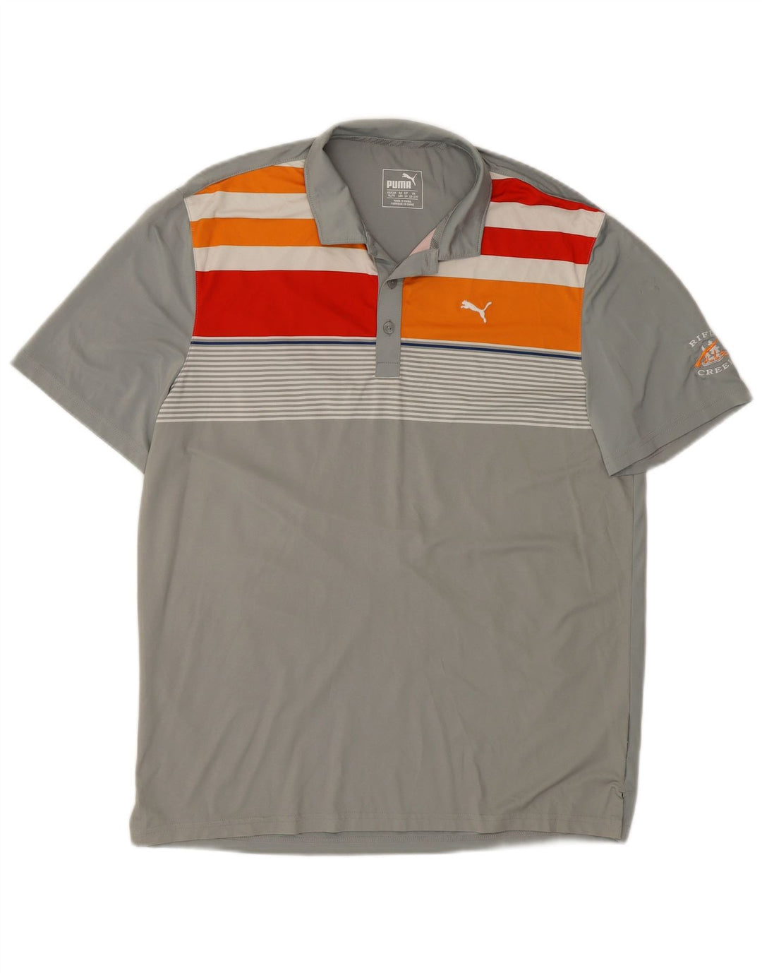 Camisa pólo gráfica PUMA Boys 13-14 anos listrada cinza
