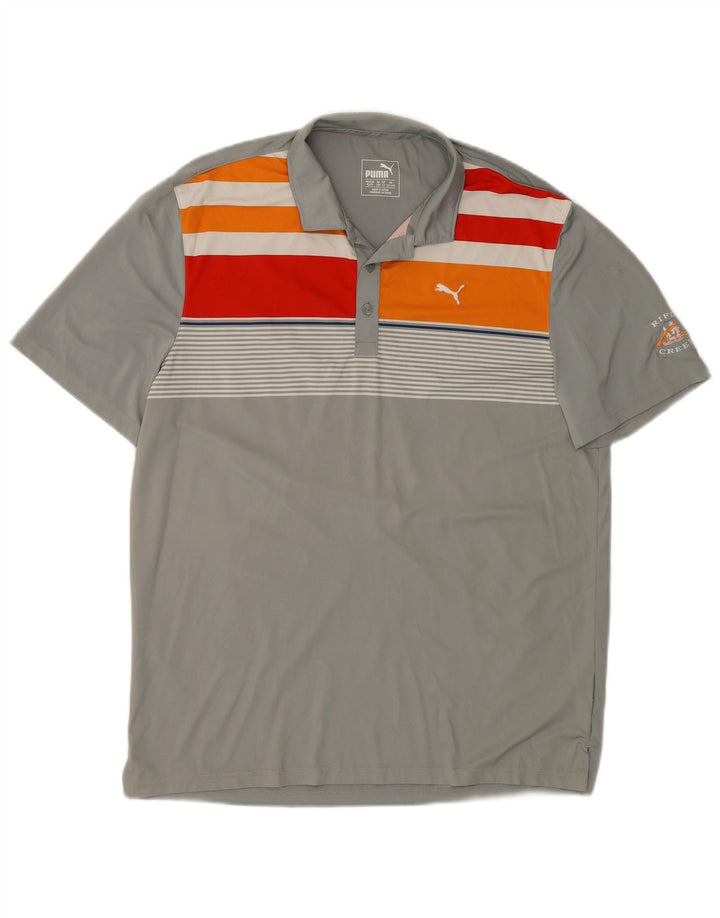 Camisa pólo gráfica PUMA Boys 13-14 anos listrada cinza
