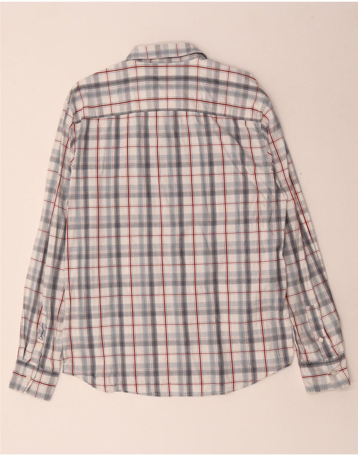 Camisa masculina casual WRANGLER de algodão xadrez médio branco