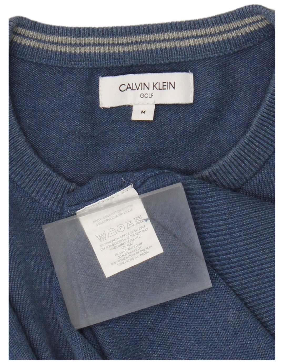Suéter masculino Calvin Klein com gola redonda e algodão azul médio