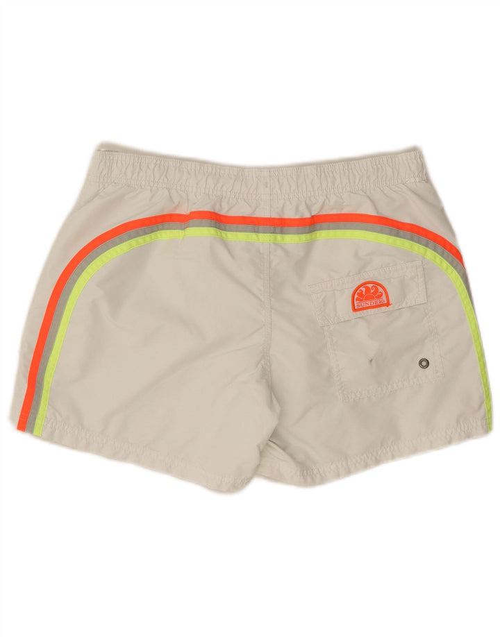 Shorts de natação masculino Sundek médio listrado branco