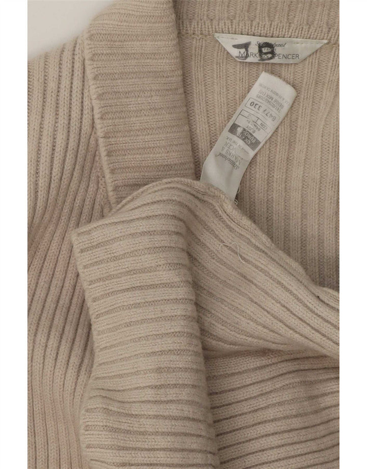 Suéter cardigã feminino Marks & Spencer Reino Unido 10 lã bege pequena