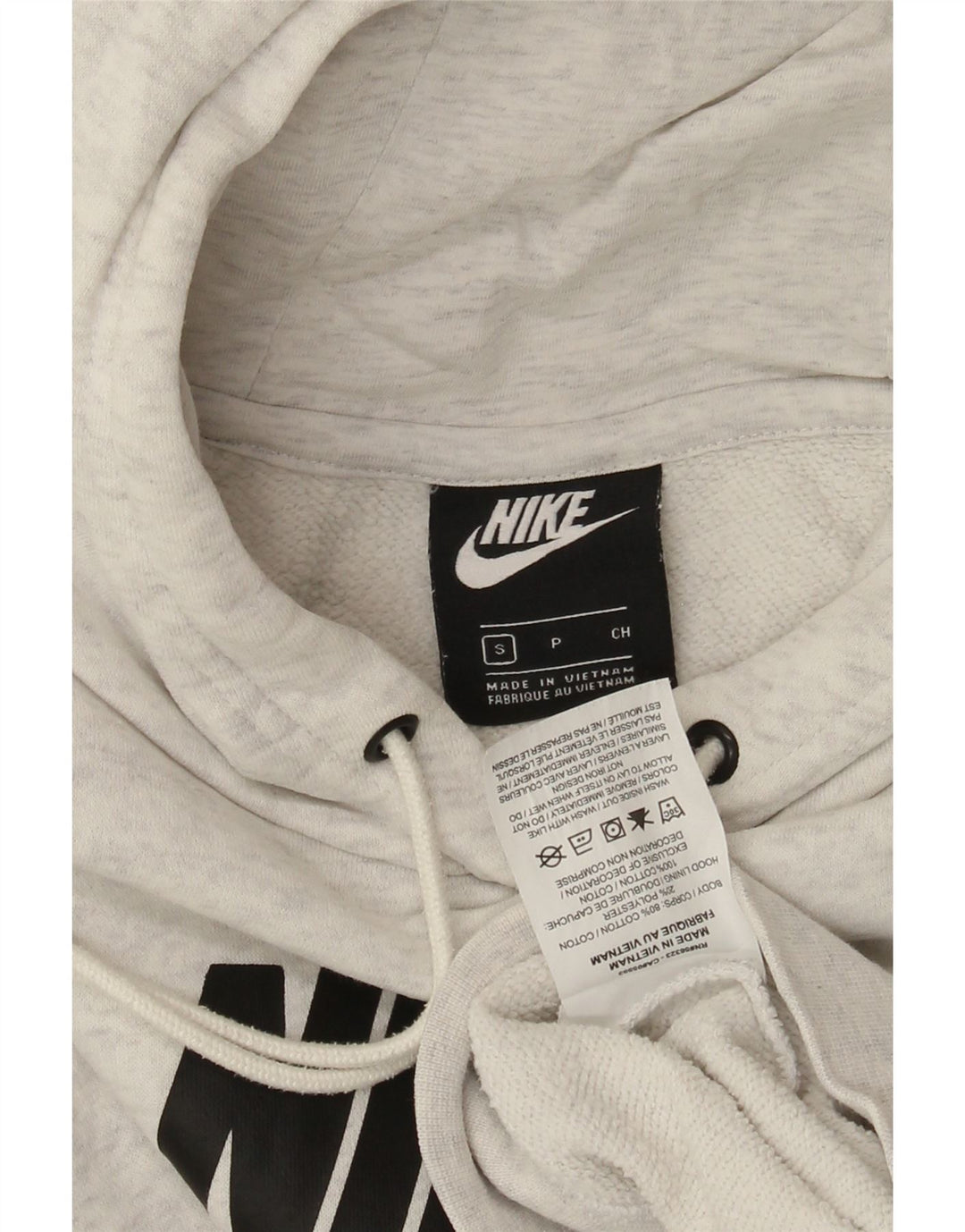 NIKE Womens Oversized Graphic Hoodie Jumper UK 10 Small Grey Cotton Vintage Nike and Second-Hand Nike from Messina Hembry 