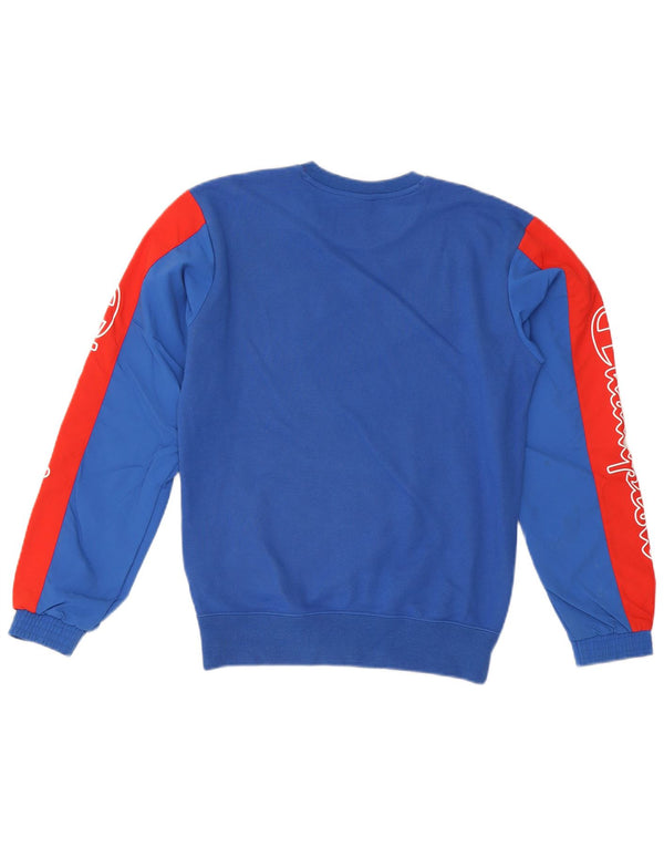 Champion moletom masculino gráfico jumper XS azul colorblock algodão