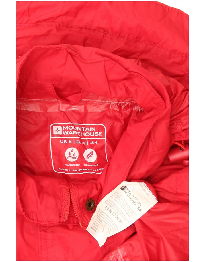 Jaqueta de chuva com capuz feminina Mountain Warehouse Reino Unido 8 nylon vermelho pequeno