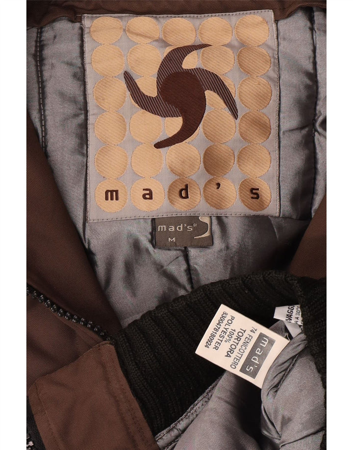 Jaqueta bomber com capuz masculina vintage UK 38 poliéster marrom médio Colourblock