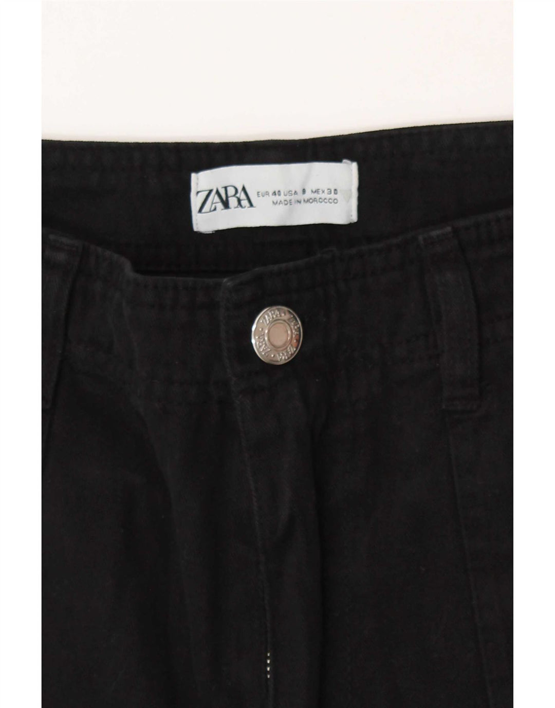 Calça cargo reta feminina Zara EU 40 médio W30 L30 preta