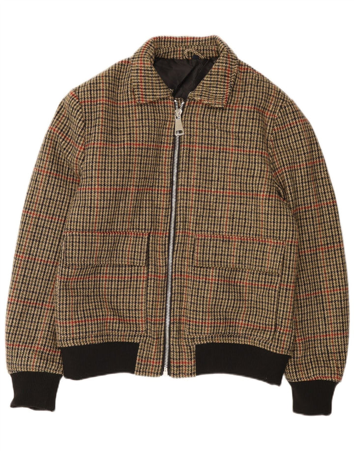 Jaqueta bomber masculina X-FEEL UK 40 grande poliéster marrom houndstooth