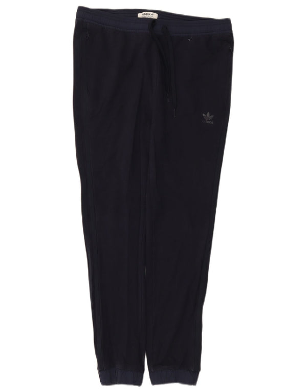 Calça de treino feminina Adidas Joggers UK 16 grande algodão azul marinho
