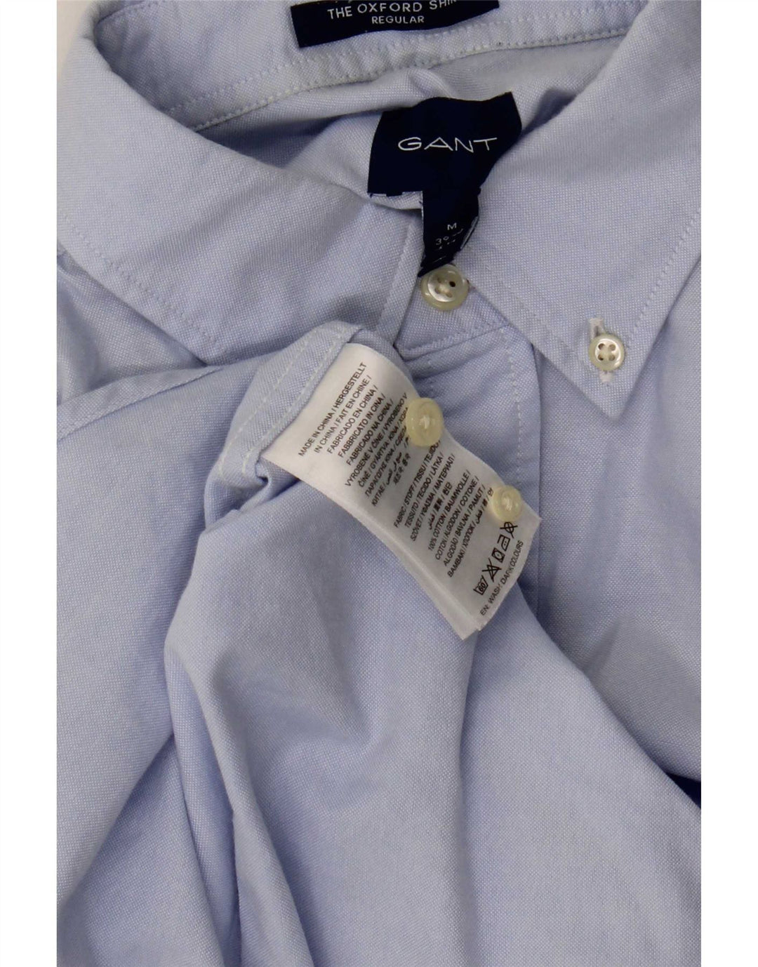Camisa masculina Gant manga curta regular fit tamanho 39 algodão azul médio