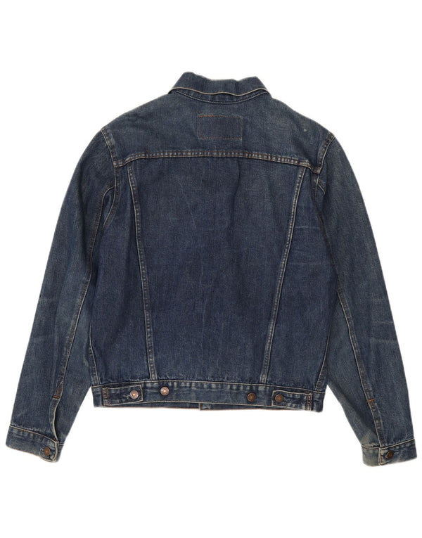 Jaqueta jeans masculina vintage UK 40 grande azul marinho