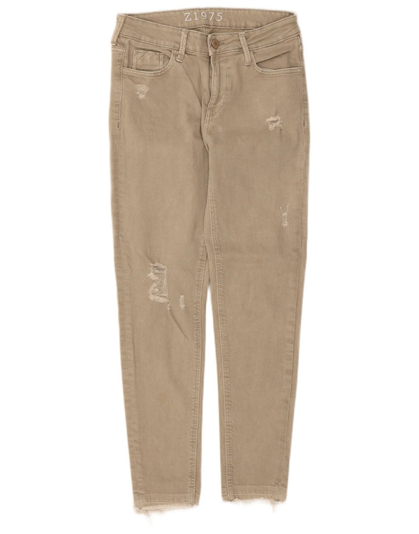 Calça jeans skinny feminina Zara EU 34 2XS W24 L25 algodão bege