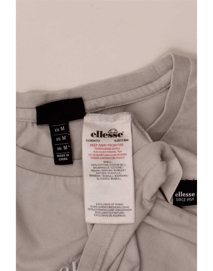 Ellesse Camiseta masculina gráfica Top cinza médio algodão colorblock